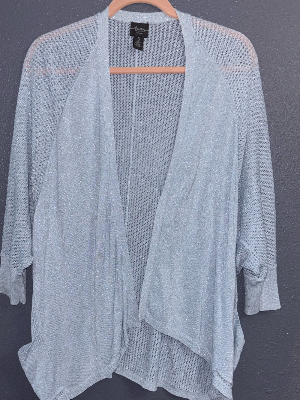 CHICO’S Traveler Light Blue Open-Front Cardigan